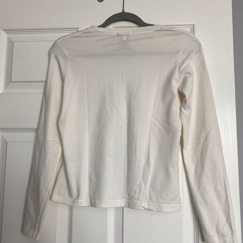 Vintage Y2K GAP White Abstract Pirnt Long sleeve basic top XS - Picture 2 of 5